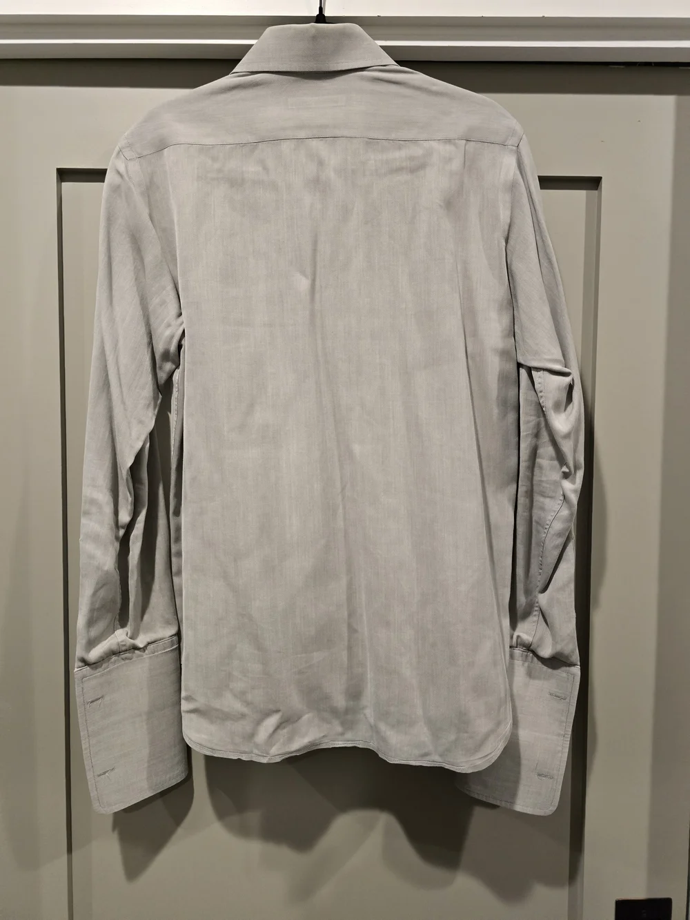 Gucci Men's Light Gray Herringbone French Cuff Dress Shirt